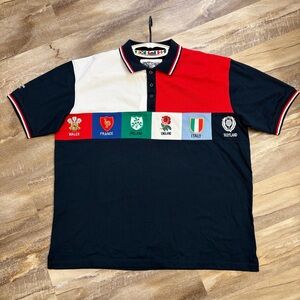 Cotton Traders Classics Rugby Polo Shirt Color Block Navy XXL 2XL